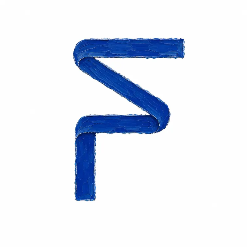 FlexAI F mark in textured blue paint on white.